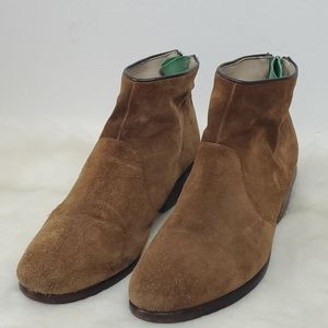 Boden suede leather brown ankle boots women zipper size 41